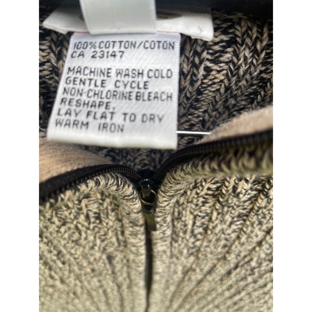 Talbots Womens Black White Marled Cotton Full Zip Mock Neck Sweater Size M - Picture 4 of 4
